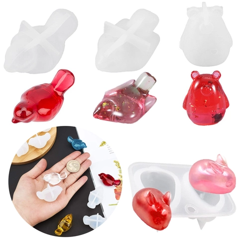 Stampo In Silicone Animale Realistico Uccello Orso Coniglio Scimmia Delfino Mucca Forme 3D Fai Da Te Resina Torta