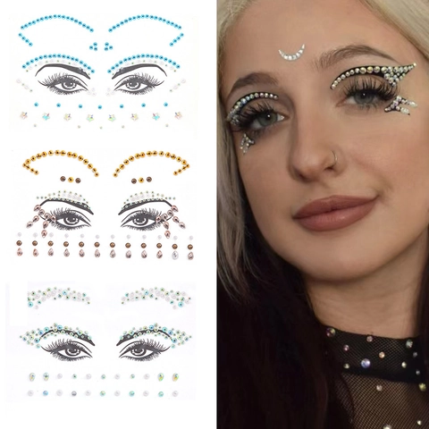 Bijoux De Visage Autocollants Strass En Résine Auto-adhésifs Holographiques Gemmes Pour Yeux Et Corps Maquillage De Fête