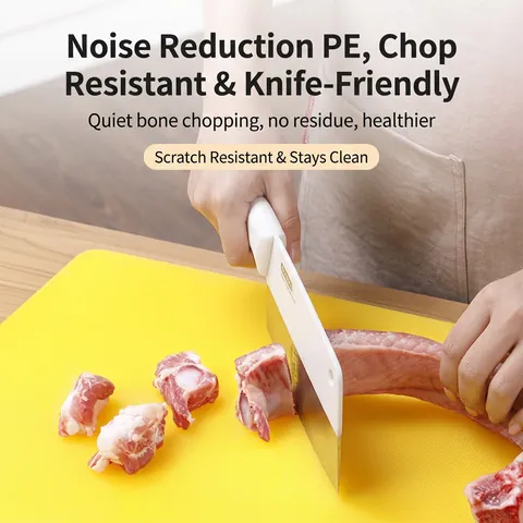 PE Plastic Cutting Board Thickened Antimicrobial Anti-Mold Chopping Block With Aluminum Handle Double-Sided Non-Slip For Kitchen