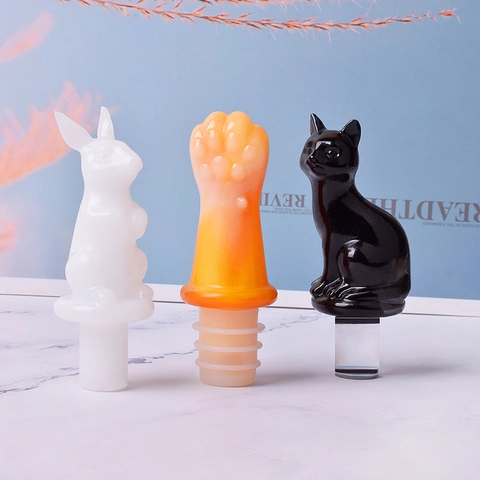 Silicone Wine Bottle Stopper Molds DIY Crystal Epoxy Resin Casting Molds For Home Bar Bottle Decoration Crafting Animals Shapes