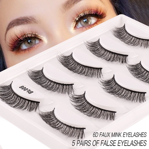 6D Faux Mink False Eyelashes Natural Thick Crisscross Wispy Lashes Reusable Synthetic Fiber Eye Makeup Beauty Tools