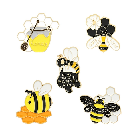 Süße Honigbiene Emaille Brosche Legierung Honigtopf Bee Kind Sonnenblume Abzeichen Für Kleidung Taschen Accessoires Dekoration Geschenk Für Kinder Damen