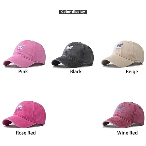 Cappello Da Baseball Cotone Lavato Ricamo Farfalla Lettera Dreams Retrò Regolabile Unisex Berretto
