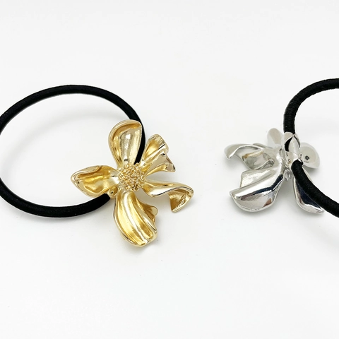 Elastici Per Capelli Fiore Lega Metallo Foglia Supporto Coda Di Cavallo Elastico Minimalista Pendolare Donna