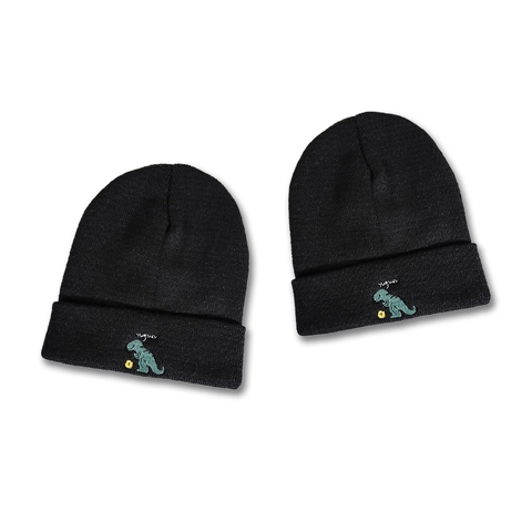 Women Knitted Beanie Hat Acrylic Warm Winter Autumn Cute Dinosaur Embroidery Flower Pattern Casual Korean Fashion