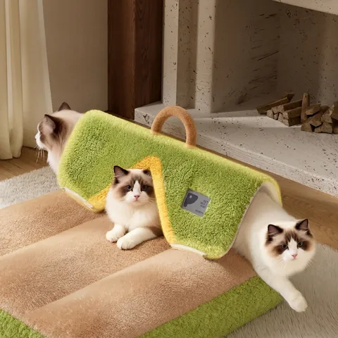 Cat Tunnel Bed Soft Plush Thick Warming Indoor Pet Mat Detachable Nest For Cats