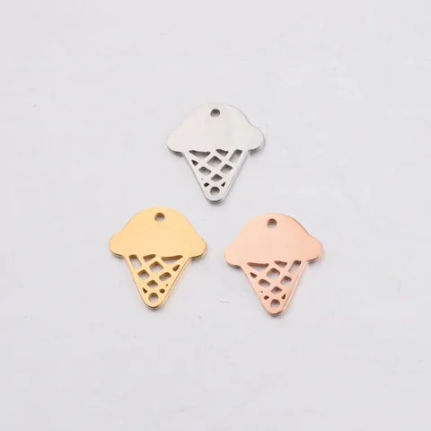 Dijes De Cono De Helado Acero Inoxidable 304 Hueco Pulido Espejo Para Creación De Joyas DIY Collares Pulseras Novedad