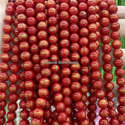 Rode Natuursteen Agaat Granaat Glas Chalcedoon Ronde Losse Kralen Voor DIY Sieraden Maken Armband Ketting Gepolijst Glad