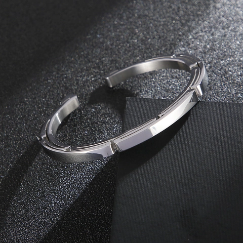 Minimalist Geometric Segmented Cuff Bracelet 316L Stainless Steel Open Bangle Fashion Jewelry For Men Women