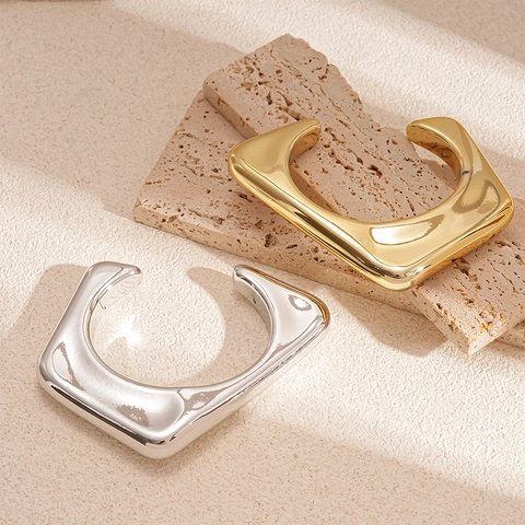 Metall Irregulär Geometrisch Offener Armreif Spiegel Poliert Minimalistisch Statement Breit Manschette Schmuck Für Damen