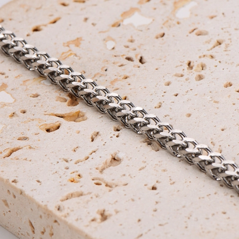 Pulsera De Cadena De Eslabones Cubanos De Acero Inoxidable 304 Minimalista Tono Plateado Estilo Hip Hop Para Hombres