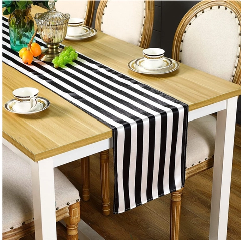 Striped Checkered Table Runner Polyester Modern Nordic Decorative Tabletop Decor For Dining Room Wedding Party Banquet
