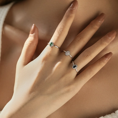 Eleganter Ovaler Edelsteinring 925 Sterling Silber Halo Zirkonia Verlobung Hochzeit Schmuck Für Frauen Luxusgeschenk
