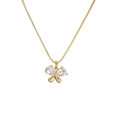 Heart Pendant Necklace Copper Micro Paved Zircon Gold Plated INS Style Fashion Box Chain Neck Jewelry For Women