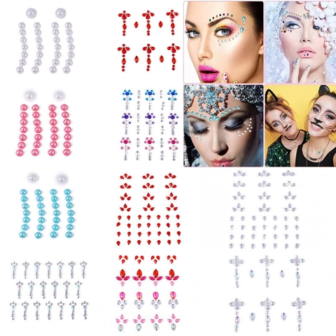 Face Gems Body Rhinestone Stickers Self Adhesive Acrylic Jewels For Festival Makeup Party Nail Art Decorations For Women Kids