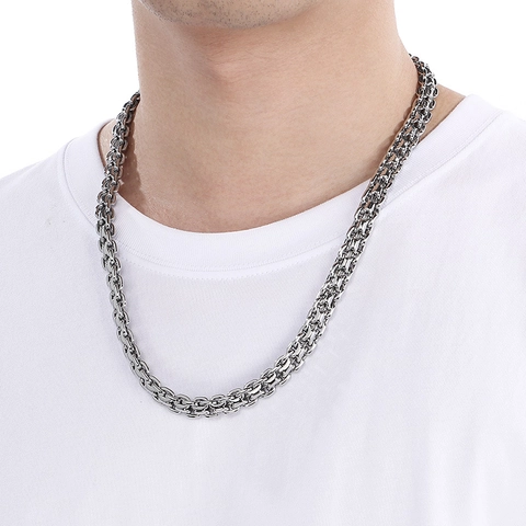 Collar Y Pulsera De Cadena Curb Para Hombre De Acero Inoxidable Pulido Estilo Retro Hip Hop