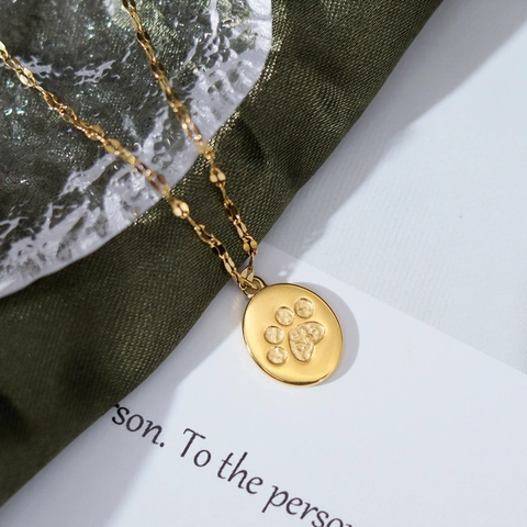 Cat Claw Paw Print Pendant Necklace Titanium Steel Gold Plated Clavicle Chain Cute Animal Jewelry For Women