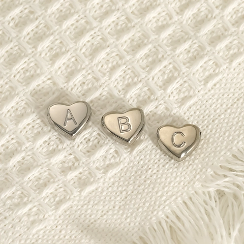 Colgante De Letra Alfabeto En Forma De Corazón Acero Inoxidable 304 Letra Inicial Para Hacer Joyas De Bricolaje