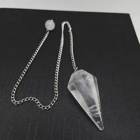 Natural Crystal Stone Pendulum Hexagonal Prism Point Pendant Necklace Meditation Divination Healing Jewelry Women Men