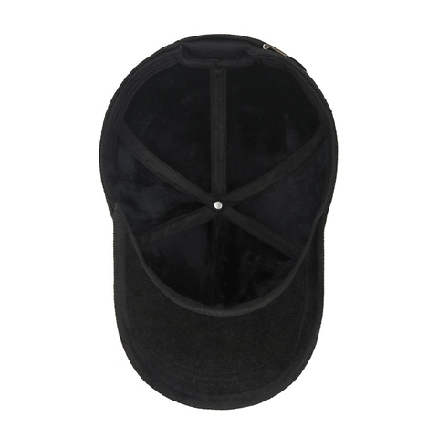 Men Winter Baseball Cap Fleece Lined Thickened Warm Windproof Adjustable Metal Logo Business Casual Outdoor Peaked Hat