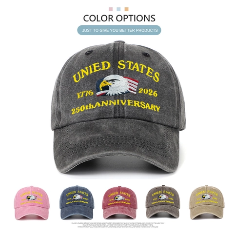 Casquette De Baseball En Coton Lavé Vintage Broderie Aigle 250e Anniversaire États-Unis Chapeau Soleil Rétro Réglable