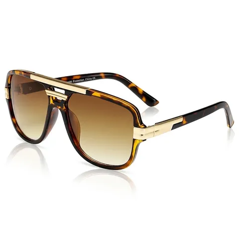 Square Men Sunglasses Vintage Double Bridge PC Frame UV400 Protection Pilot Style Retro Fashion Shades Eyewear