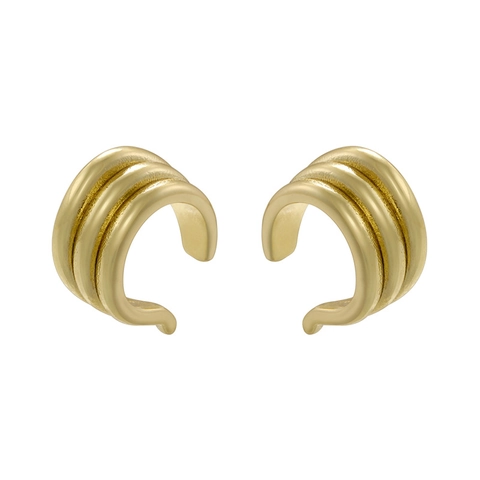 Vintage C Shaped Hoop Earrings For Women 18K Gold Plated Brass Multi Layer Hammered Twisted Geometric Ear Cuffs Jewelry