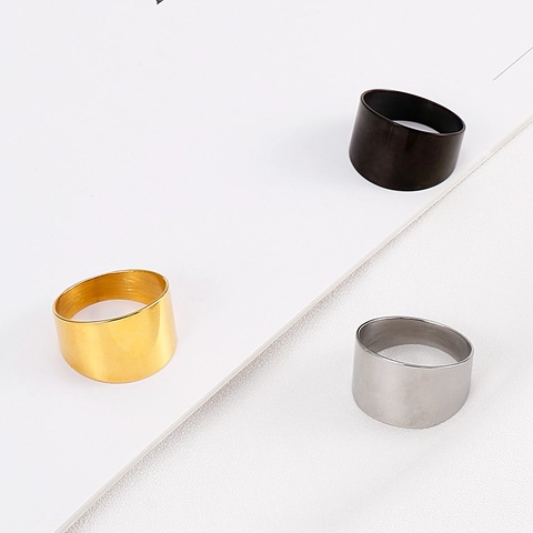 Anillo De Banda Ancha Simple De Acero Inoxidable Pulido Joyería Minimalista Lisa Estilo Neutro Para Mujeres Hombres