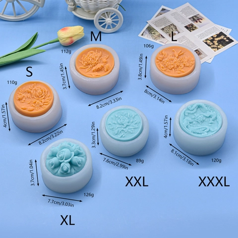 Silicone Mold For DIY Handmade Soap Candle Making 3D Relief Flower Dragon Phoenix Round Pattern Crafting Tool Gift
