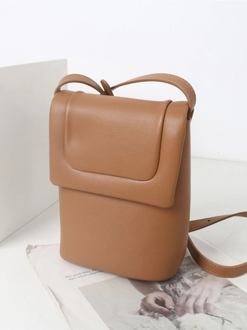 Rindsleder Handy Umhängetasche Polyester Futter Kleine Vertikale Quadratische Flip Schultertasche Retro Stil Damen