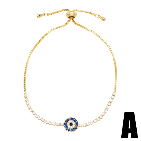 Evil Eye Hamsa Hand Bracelet Zircon Copper Adjustable Nazar Charm Jewelry For Women Fashion