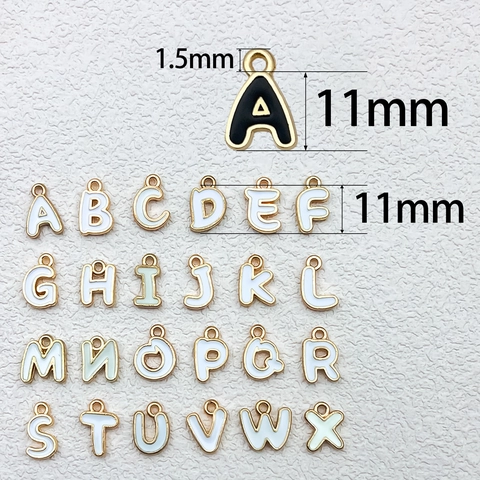 Breloques Alphabet En Émail Alliage De Zinc Pendentifs Initiales Pour Fabrication De Bijoux DIY Bracelet Collier