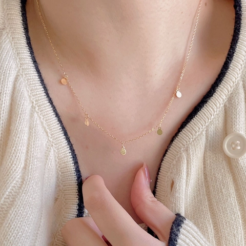 Collana In Argento Sterling 925 Con Pendenti A Mini Dischi Tondi Catena Geometrica Delicata Minimalista Per Donna