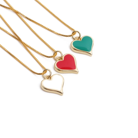 Moda Cuore Malocchio Ciondolo Collana Rame Placcato Oro Smalto Zirconia Scatola Catena Gioielli Per Donne