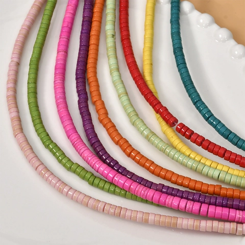 Colorful Dyed Natural Turquoise Spacer Beads Cylindrical Disc Shape For DIY Bracelet Necklace Earring Jewelry Making Accessory