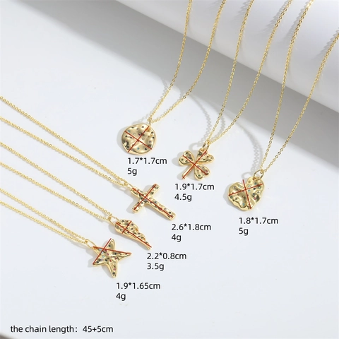 Minimalistische Kupfer Bunte Zirkonia Eingelegt Anhänger Halskette Für Damen Vergoldet Herz Stern Kleeblatt Mode Schmuck Geschenk