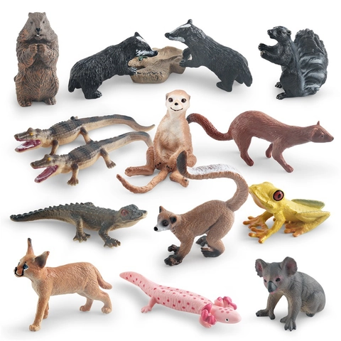 Figurine Di Animali Del Bosco Realistiche Modelli Di Fauna Selvatica PVC Plastica Miniatura Decorazione Da Scrivania Educativa Per Bambini
