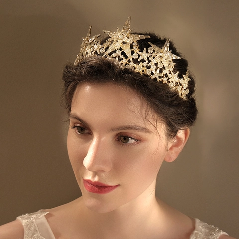 Corona Da Sposa Stella Lusso Lega Strass Cristallo Tiara Per Matrimonio Compleanno Festa Ballo Copricapo Brillante
