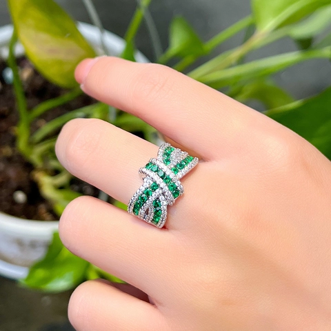 Verstellbarer Offener Ring Kupfer Vergoldet Verflochtene Schleife Zirkon Funkelnd Luxus Elegant Geschenk Frauen