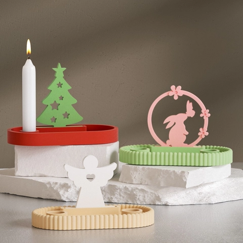 Silicone Mold For DIY Candle Holder Tray Angel Christmas Tree Bunny Shape Flexible Resin Casting Gypsum Home Decoration