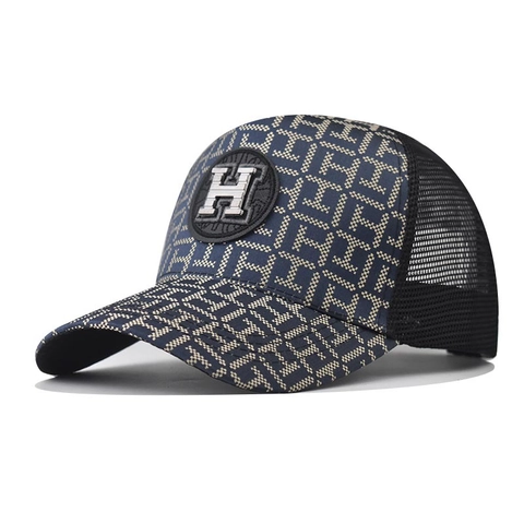 Casquette Trucker Monogramme Filet Baseball Coton Polyester Respirant Ajustable Protection Solaire Casual Unisexe