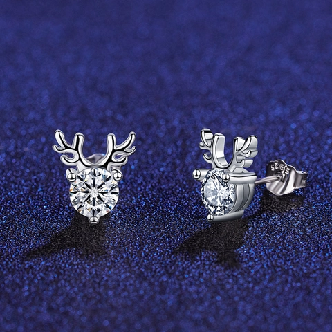 Rentier Geweih Ohrstecker Mit 925 Sterling Silber Ohrstecker Kupfer Zirkonia Tier Schmuck Für Frauen