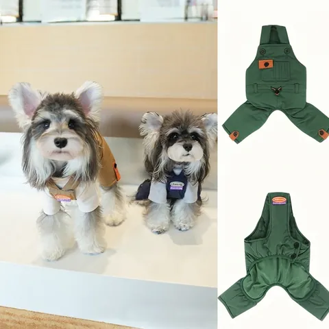 Pet Overalls Jumpsuit Polyester Warm Windproof Adjustable Waist Pocket Workwear Clothing For Dogs Cats