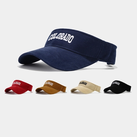 Colorado Embroidery Cotton Sun Visor Hat Empty Top Adjustable Outdoor Sport Fashion Breathable For Men And Women