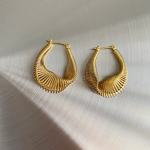 Minimalist Twisted Wire Hoop Earrings Copper Irregular U Shape Geometric Chunky Statement Jewelry For Women