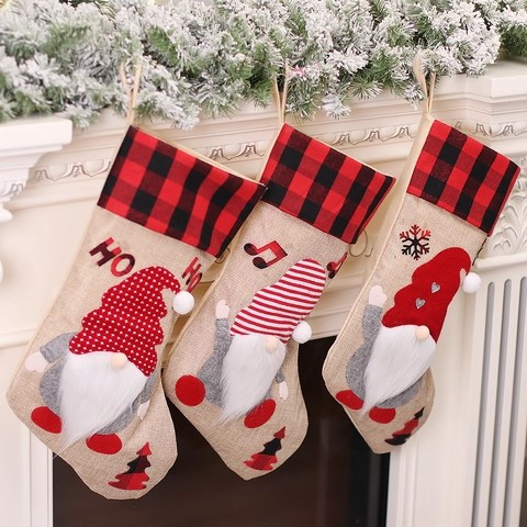 Calze Natalizie In Tela Di Iuta Gnomo Decorazioni Da Appendere Al Camino Decorazioni Per La Casa Festive Ornamenti