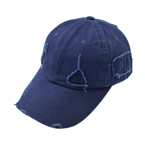 Distressed Washed Cotton Baseball Cap Vintage Street Style Worn Out Hole Sun Hat Adjustable For Men Women