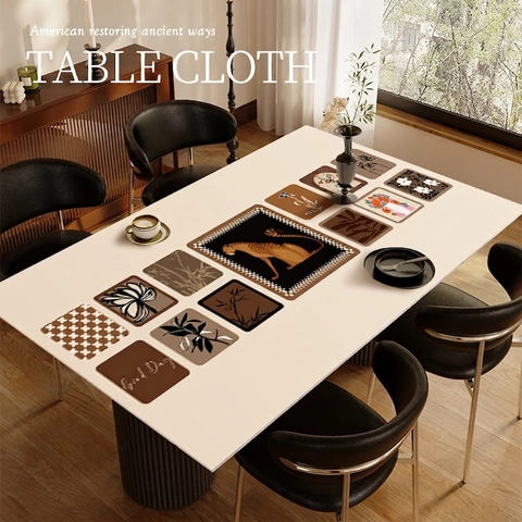 Tovaglia In Pelle PVC Stile Vintage Impermeabile Resistente All'olio Calore Tappetino Da Tavola Pranzo Protettivo Decorativo