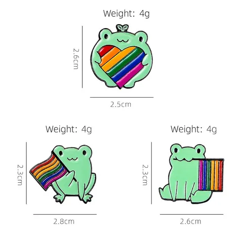 Cute Cartoon Frog Enamel Brooch Pins Alloy Rainbow Pride Badges For Backpack Lapel Shirt Students Accessories