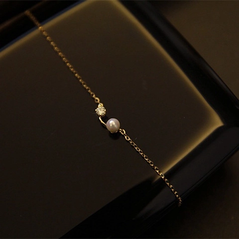 Minimalist 925 Sterling Silver Bracelet With Shell Artificial Pearl And Zircon Elegant Commuter Jewelry For Women Gold Plated